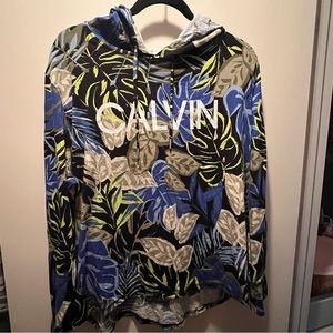 Calvin Klein Modal Performance Floral Pullover Hoodie Stretch Plus Size XL